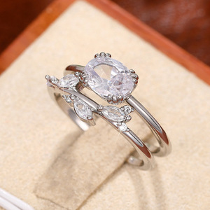 Set di Anelli con Foglie in Zirconia Marquise per Donne, Gioielli di Design Eleganti e Versatili - Product Image 5