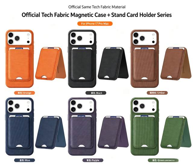 For for 17 Pro/Max Magnetic Wallet Phone Case with Electroplate TPU+PC Material Waterproof Card Holder & Kickstand