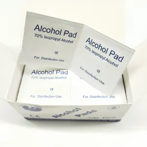 100 pezzi 70% pastiglie per la preparazione all'alcool con Logo personalizzato di carta chiodi alcoli preparazione Pad imballaggio individuale per uso di pulizia