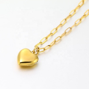 ZhongWen impermeable regalo familiar acero inoxidable 18K chapado en oro foto interior <span class=keywords><strong>corazón</strong></span> medallón colgante collar - Product Image 1