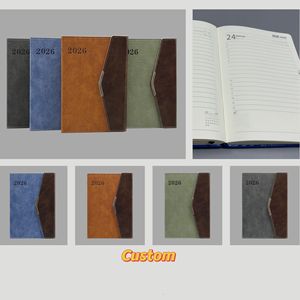 100% papel reciclado personalizado <span class=keywords><strong>tres</strong></span> pliegues PU planificador anual 2026 cuadernos calendario semanal diario A6 diario para regalo <span class=keywords><strong>de</strong></span> oficina escolar - Product Image 5