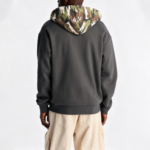 Sweat-shirt à capuche zippé KingSen OEM personnalisé, motif camouflage, coupe oversize, en coton épais doublé polaire, style streetwear décontracté pour homme - Product Image 5