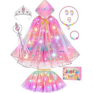 Vestito da Principessa <span class=keywords><strong>Unicorno</strong></span> Luminoso per Bambine, Costume LED con Corona e Mantello da Fata, Abbigliamento per Spettacoli, Regalo <span class=keywords><strong>di</strong></span> Halloween e Compleanno - Product Image 1