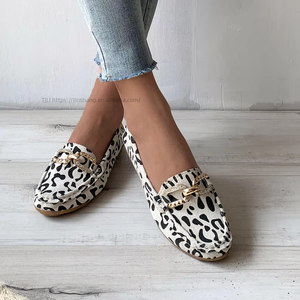 Chaussures plates décontractées à semelle souple avec strass pour femme, style mule, nouvelle collection printemps, grandes tailles, imprimé léopard - Product Image 1