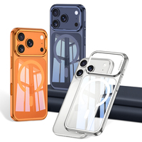 Étui de téléphone magnétique sans fil ultra fin antichoc en acrylique électro-plaqué orange GKK, protection de l'objectif de l'appareil photo, couleur unie, 17