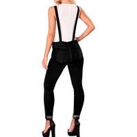 2025 <strong>Women's</strong> Casual High-Waist Skinny Ripped Jeans <strong>Denim</strong> <strong>Jumpsuit</strong> Overalls Summer Style Button Decoration Washed Technics