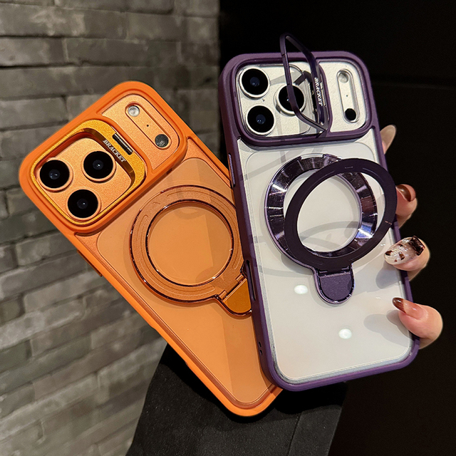 Folding Bracket Ring Kickstand Phone Case 11/12/13/14/15/16 Pro Max Wireless Charging Magnetic Cover For iPhone 17 Pro Max Case