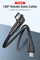 Cable USB C a C de 60W, 3A, Carga Rápida, Cable Trenzado de Nailon con Rotación de 180 Grados