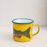 Tasse en émail métallique de 12 oz avec impression de logo personnalisée, impression de décalcomanie, tasse à café au lait, tasse en émail pour le camping, couleurs de la vaisselle en émail, tasse à boire