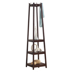 Porte-manteau Vassen avec 3 étagères de rangement, finition expresso, organisateur d'entrée - Product Image 4