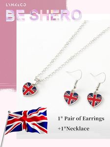 GAUEIOUR Platinum <span class=keywords><strong>Jubilee</strong></span> Celebration 70th Anniversary Heart-Shaped Union Jack Flag Necklace Earring Set Metal Crafts Decorative - Product Image 5