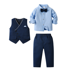 <span class=keywords><strong>Traje</strong></span> de verano de estilo europeo para niño, ropa informal de caballero para niño de 6 años, pajarita Camiseta corta con + pantalón, <span class=keywords><strong>traje</strong></span> para niños - Product Image 5