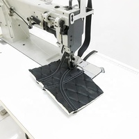 Máquina de coser industrial de doble aguja y triple arrastre para tapicería de cuero de alta resistencia, ideal para interiores de automóviles, sofás y carpas.