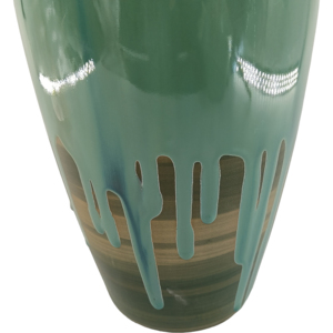 Vaso Alto in Ceramica con Smalto a Goccia Verde, Arredamento Contemporaneo per Soggiorno, Camera da Letto, Ufficio, Scrivania - Product Image 3