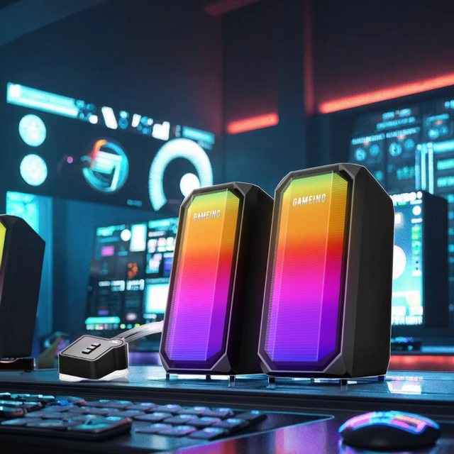 Full Screen LED Hot Selling High Quality 2.0 Bt Wired USB Gaming With Led RGB Light Pc Laptop Speaker