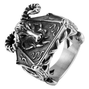 yunnique Men's <b>Titanium</b> Steel Ram <b>Ring</b> Silver Animal Geometric Design Fashion Jewelry Gift - Product Image 5