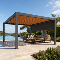 Moderne Wirtschaftliche Aluminium Motorisierte Lamellen-Pergola UPF 50+ UV-Blockierend Wasserdicht Umweltfreundlich Naturbelassen Windbeständig Outdoor-Terrasse