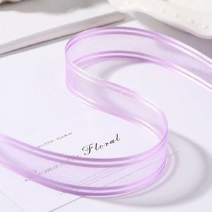 Custom Elegant 2.5cm Sheer Striped Organza Ribbon for <b>Wedding</b> <b>Gift</b> <b>Box</b> Wrapping 10 Yards/roll - Product Image 4
