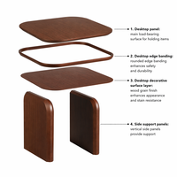 Table à manger moderne en placage de noyer noir, carrée de 600 mm, petite table d'appoint avec finition bois foncé