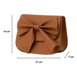Bolso Bandolera para Mujer Fana Romy, Color Camel, PU, Decoración de Lazo, Correa de Cadena, Talla XL, Estilo para Todas las Temporadas - Product Image 3