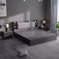 Cadre de lit moderne et simple en bois massif, lit double de 1,5 mètre, grand rangement, lit simple de 1,8 mètre, panneau King pour chambre principale, en tissu