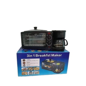 Mini-four multifonctionnel 3-en-1 en acier inoxydable pour le petit-déjeuner Café Gaufre <span class=keywords><strong>Pain</strong></span> Cuisine électrique Maison Poêle à frire Verre - Product Image 6