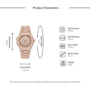 Oem ODM thương hiệu hàng đầu sang trọng Bling thạch anh vuông người đàn ông xem Relojes hip hop vàng đầy đủ kim cương Iced out xem - Product Image 4