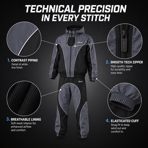 Custom Logo Men's Windbreaker Set Reflective <strong>Techwear</strong> Tracksuit Wholesale Grey Black Two Piece Jogger Set <strong>Hoodie</strong> and Pants - Product Image 5