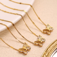 613 Günstiger Preis Maßgefertigte Neue Mode Anhänger-Halskette Damenschmuck CZ Zirkon Edelstahl 18k Gold Schmetterling-Halskette für Frauen
