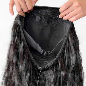 Perruque mi-tête naturelle noire 100% cheveux humains bruts du Vietnam, ondulée, sans dentelle, 8-34 pouces, densité 180% - Product Image 3