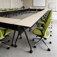Table de conférence modulaire à plateau rabattable, table de formation moderne en fer pliable pour bureau, école, hôtel, garantie 5 ans