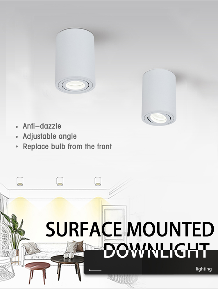 Black Ceiling Round Surface Mounted Downlight Adjustable For Showroom