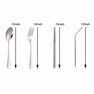 Juego de Cubiertos de Viaje de Acero Inoxidable Ecológico de 8 Piezas con Estuche, Personalizable con Logotipo, Portátil y Reutilizable - Product Image 2