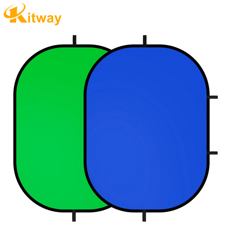 Складной овальный отражатель Kitway 2 в 1, зеленый и синий Портативный экран для YouTube, видео студии, со штативом