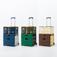 Chariot pliable en plastique rose, panier à légumes empilable sur roulettes pour les magasins de détail et les épiceries