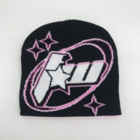 Unisex Winter Warme Beanie Hoed Custom Ontwerp Acryl Materiaal Omkeerbaar Met 3d Borduurwerk Voor Stripfiguur Fruit Afbeelding