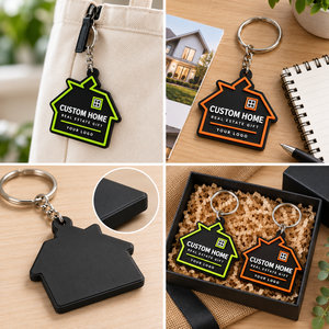Porte-clés personnalisé en PVC en forme de maison, cadeau promotionnel immobilier, OEM ODM - Product Image 3