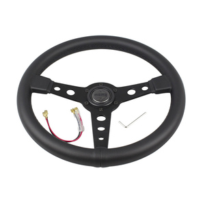 <span class=keywords><strong>Volant</strong></span> <span class=keywords><strong>Momo</strong></span> modifié en édition limitée, P 514 pouces, tout noir avec <span class=keywords><strong>cuir</strong></span> véritable concave peu profond, <span class=keywords><strong>volant</strong></span> à dégagement rapide - Product Image 3