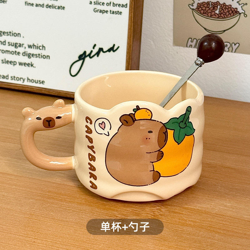 【Cup-shaped Spoon】Capybara Stacking Cups - Holding an Orange