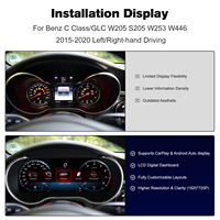 Tableau de bord numérique LCD HD Linux 12,3 pouces amélioré pour Mercedes-Benz Classe C W205 GLC X253 2015-2019 CarPlay Android Auto