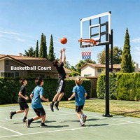 Canasta de Baloncesto Enterrada de Grado Competitivo con Ajuste Manual de Altura por Manivela y Tablero de Vidrio Templado para Universidad
