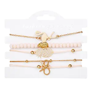 bracelet baby girl red Suppliers-New Cute Flamingo Pineapple Bow Bracelet DIY Jewelry Set Bracelets for Baby Girls