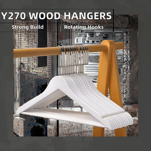Premium Solid Wood <strong>Coat</strong> Hangers High Quality Garment Rack Swivel <strong>Hooks</strong> for Jackets Suits <strong>White</strong> Wooden Hangers - Product Image 2
