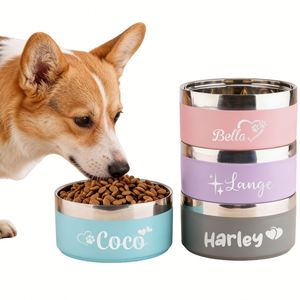 Gamelle pour animaux de compagnie personnalisable en acier inoxydable – Style sportif, portable, design élégant – Gamelle pour chien et chat pour une décoration intérieure moderne - Product Image 1