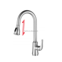 Robinet de lavabo de salle de bain en acier inoxydable à montage sur comptoir, monocommande, design moderne, finition chromée, rotation à 360 degrés, douchette extractible