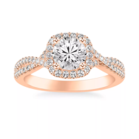 Bague de mariage pour homme en or rose 14 carats avec double halo pavé et tige fendue, diamant de laboratoire taille brillant, certificat IGI VVS D