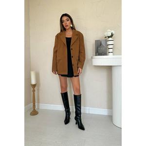 <b>Women's</b> <b>Camel</b> Suede <b>Blazer</b> Jacket Wholesale Product - Product Image 5