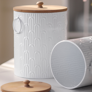 Recipiente Metálico para Almacenamiento de Artículos de Cocina, Café y Comedor, con Tapa de Madera - Product Image 4