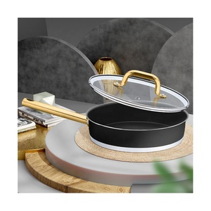 Beyaz ford <span class=keywords><strong>Xylan</strong></span> yapışmaz kaplama ile 24cm düz şekil yapışmaz paslanmaz çelik tencere sote tava FryPan - Product Image 1