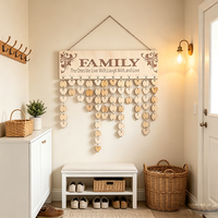 Calendrier mural en bois poli pour Halloween, Noël, anniversaire, avec 100 trous pour étiquettes, rappel familial, calendrier à chevilles, poupée